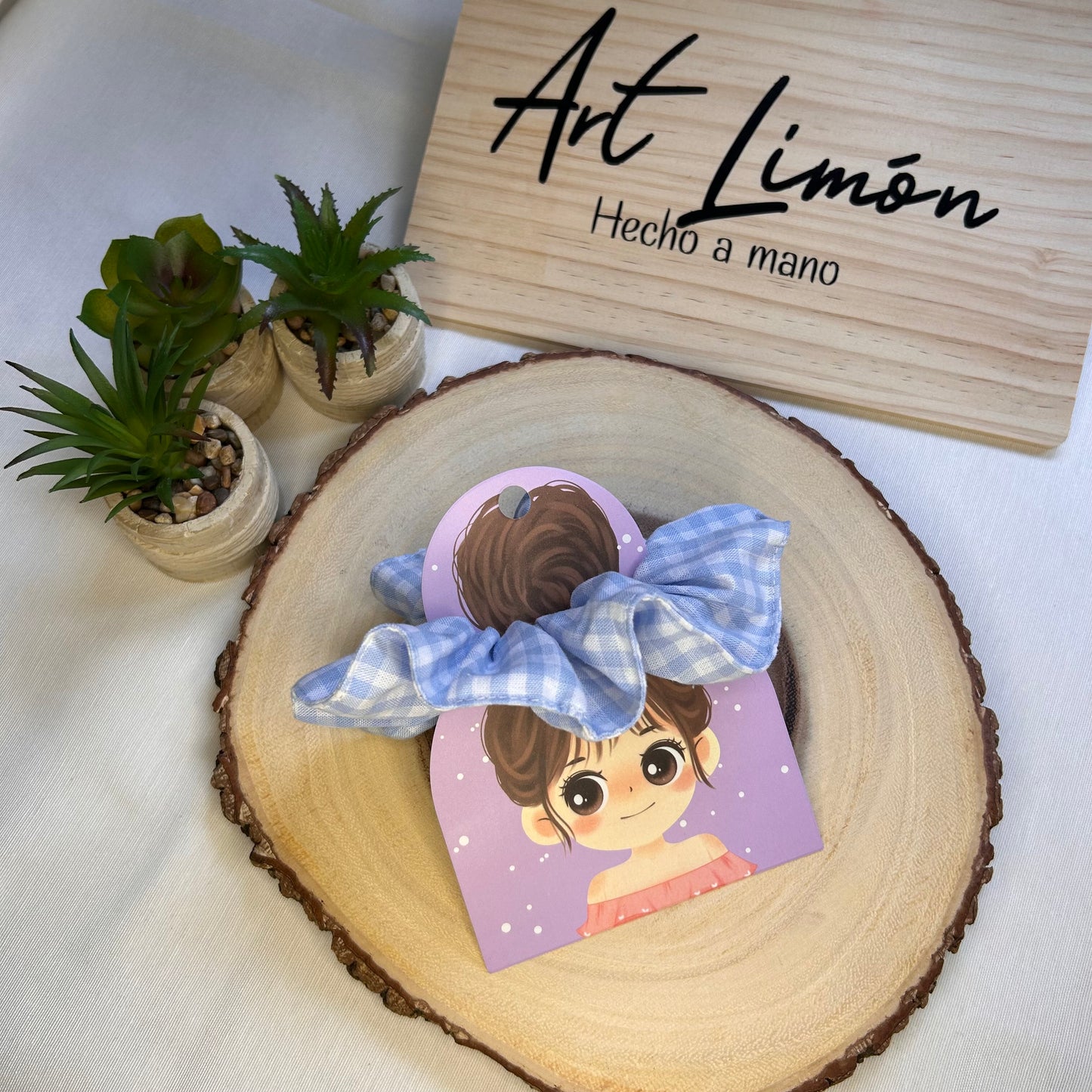 Scrunchie Vichy Azul Cielo