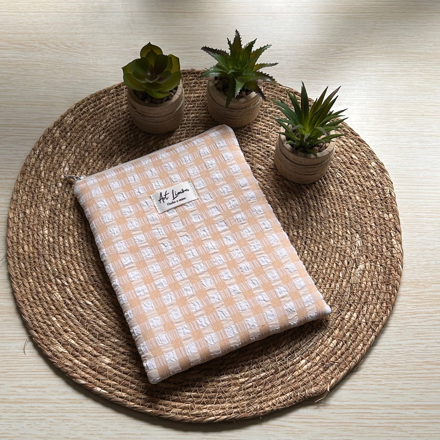 Funda para libro Vichy Beige