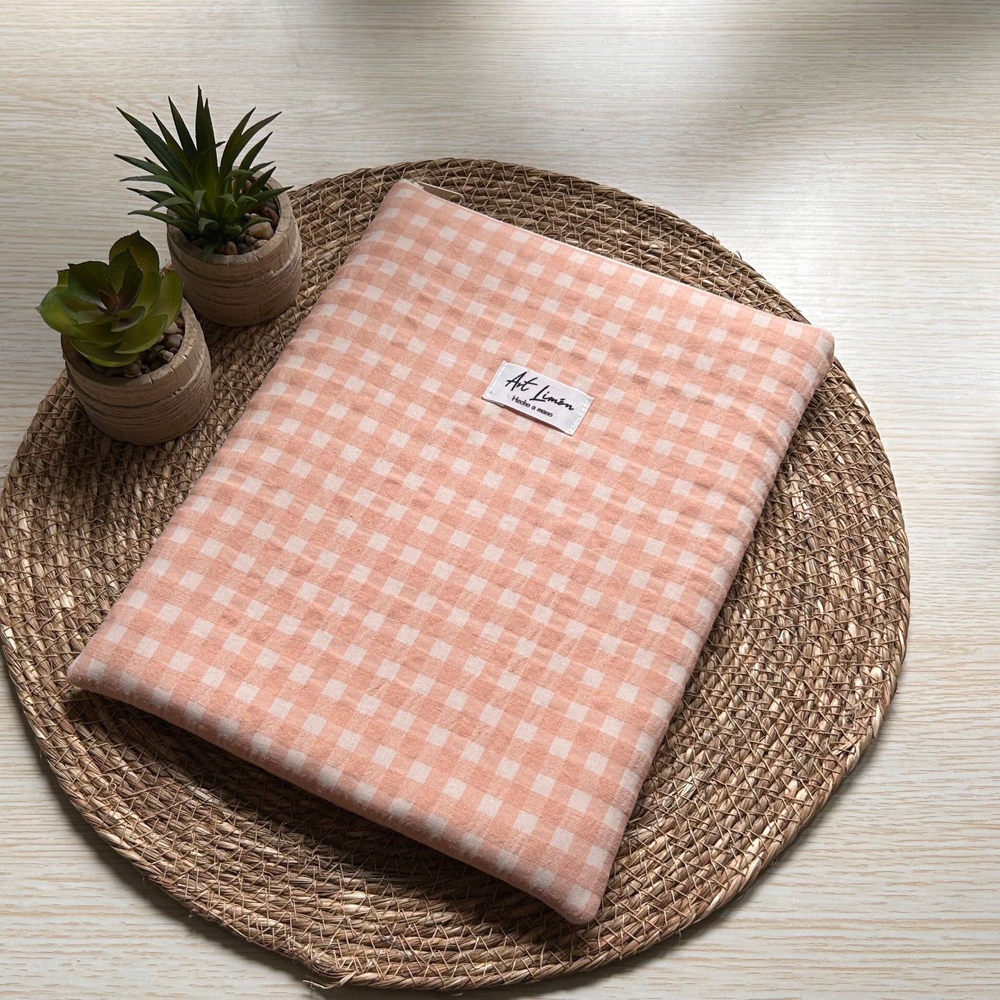 Funda para libro Vichy Melocotón