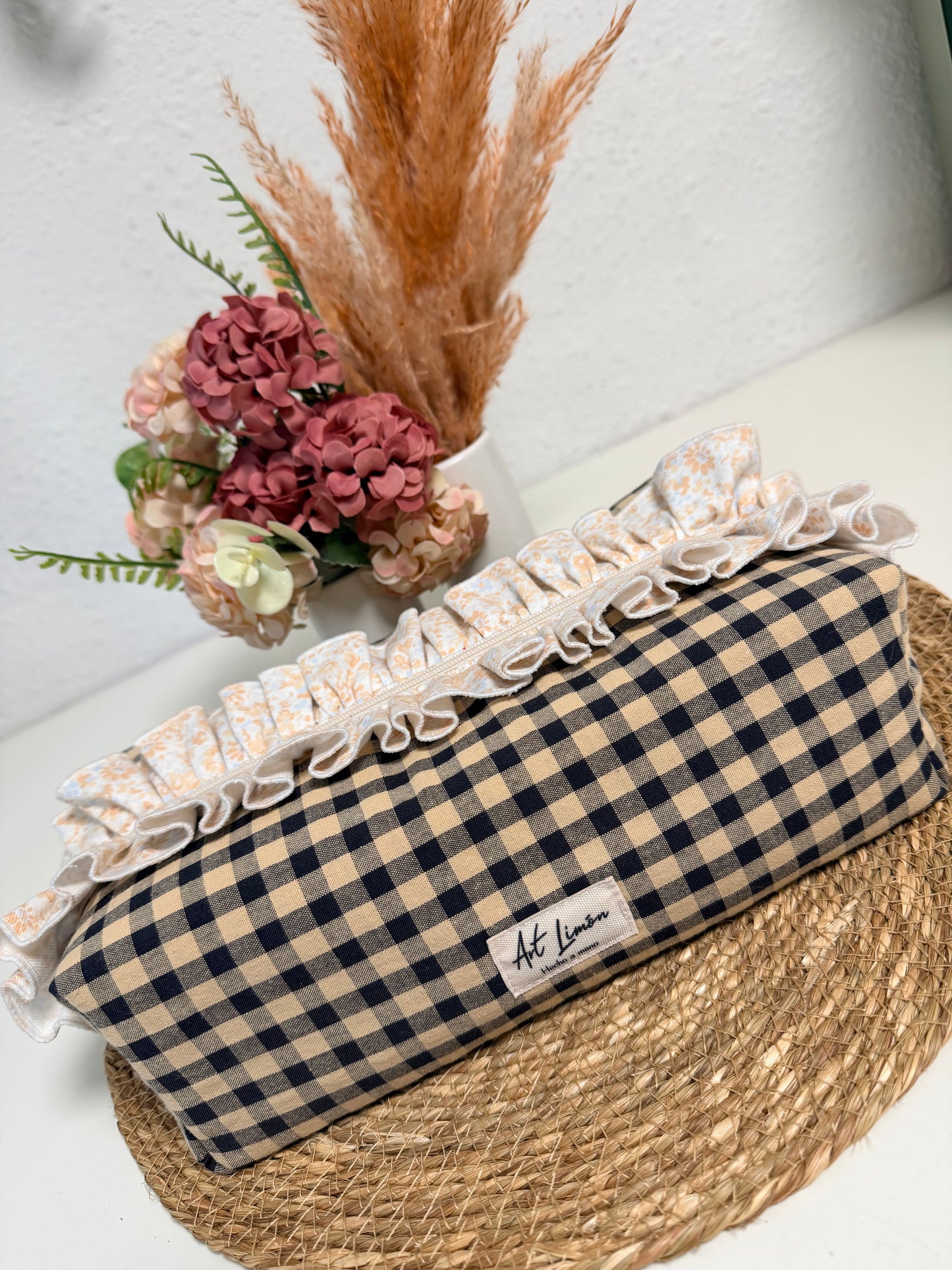 Neceser XL Vichy Beige con volante