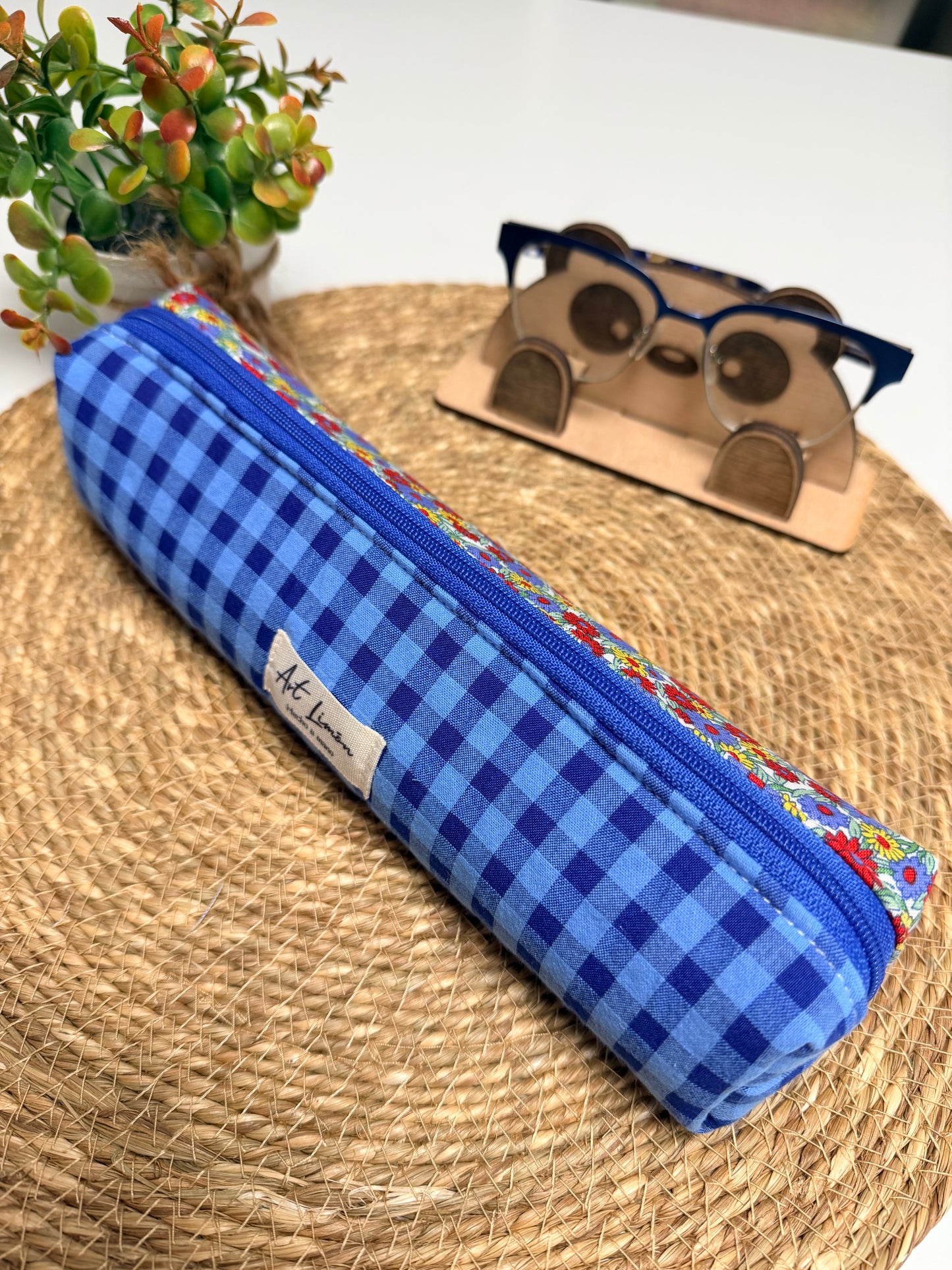 Estuche vichy azul