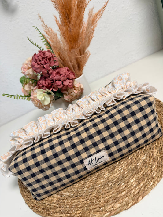 Neceser XL Vichy Beige con volante